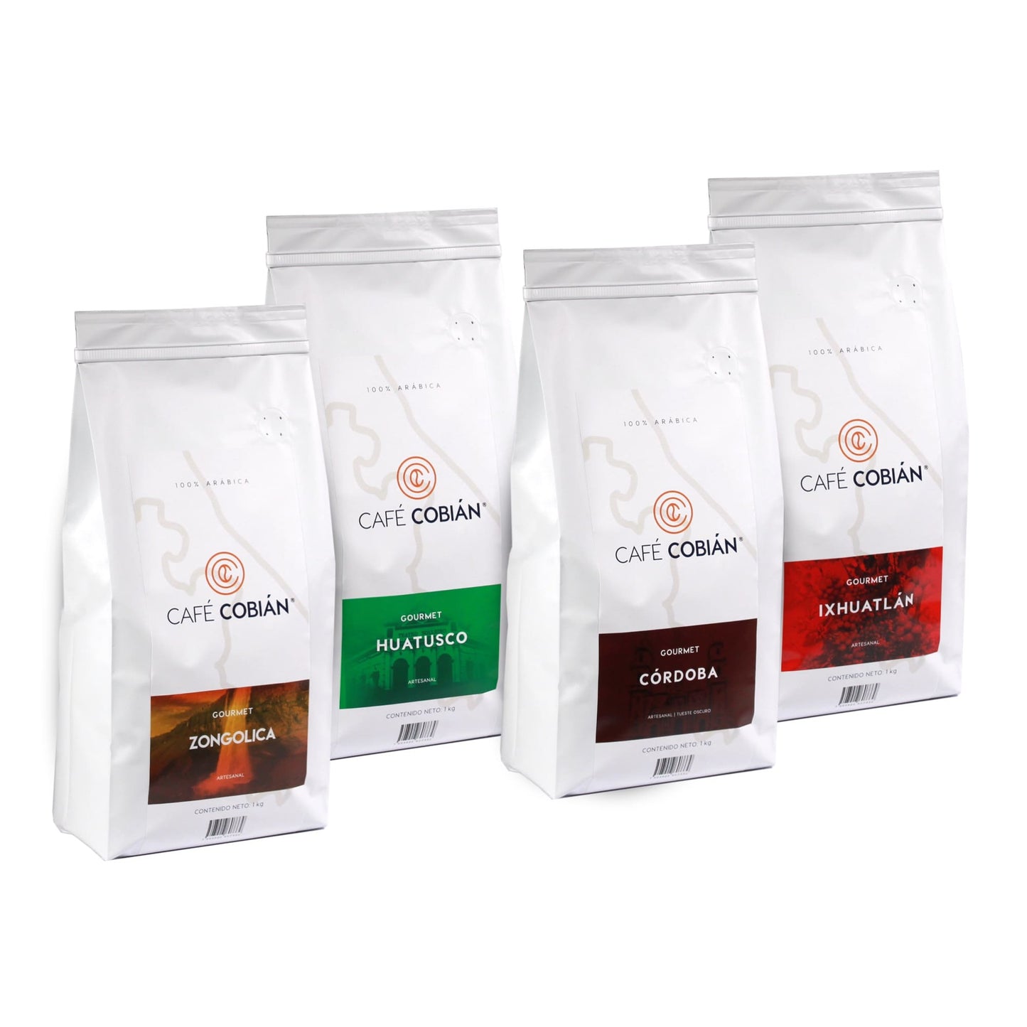 4 pack café Gourmet. 4 regiones de café. Córdoba, Ixhuatlán del café, Zongolica y Huatusco.