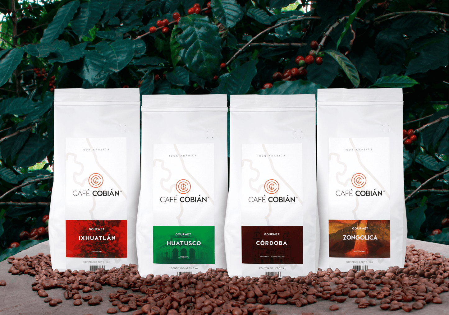 4 pack café Gourmet. 4 regiones de café. Córdoba, Ixhuatlán del café, Zongolica y Huatusco.