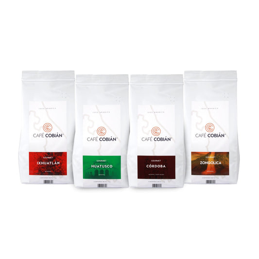 4 pack café Gourmet. 4 regiones de café. Córdoba, Ixhuatlán del café, Zongolica y Huatusco.