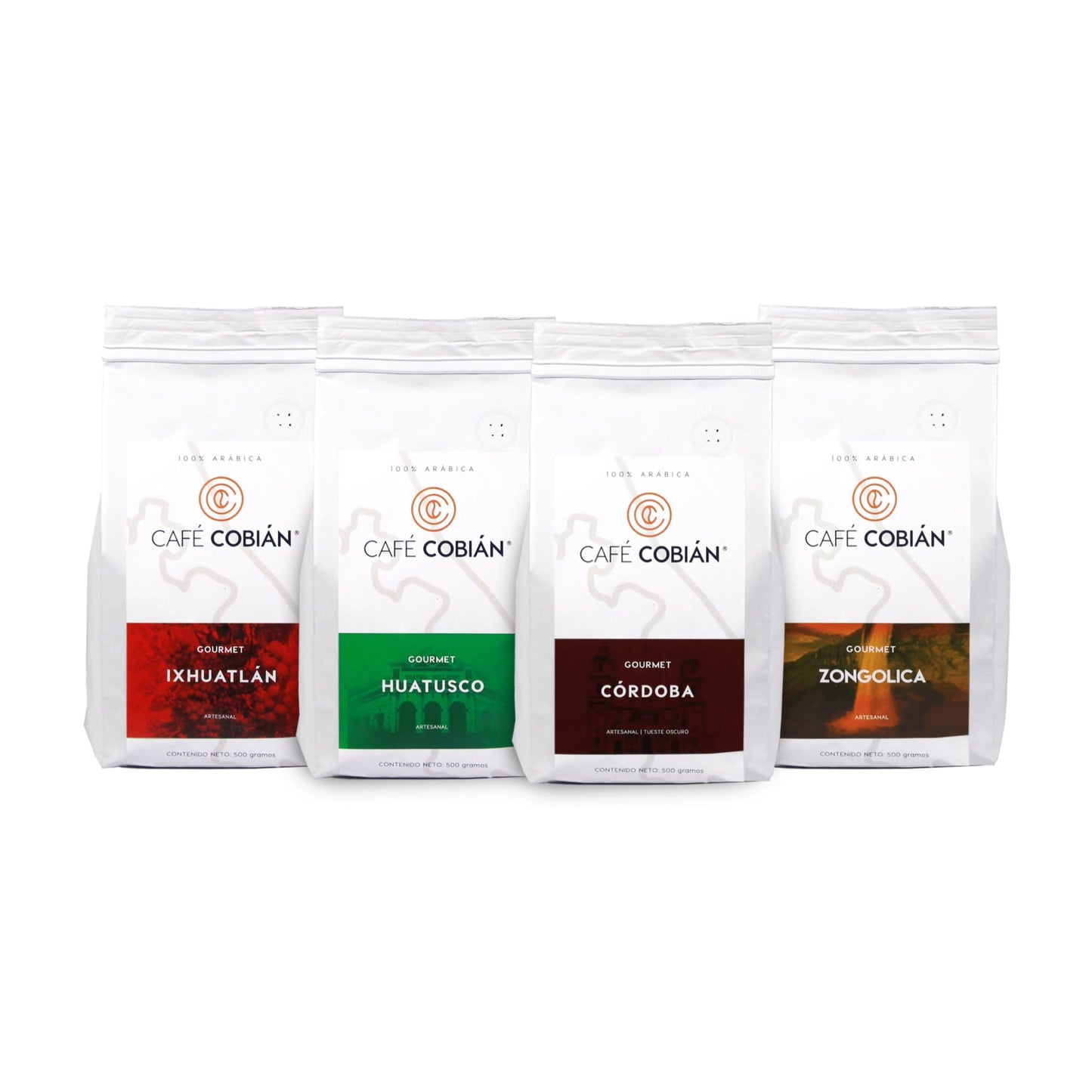 4 pack café Gourmet. 4 regiones de café. Córdoba, Ixhuatlán del café, Zongolica y Huatusco.